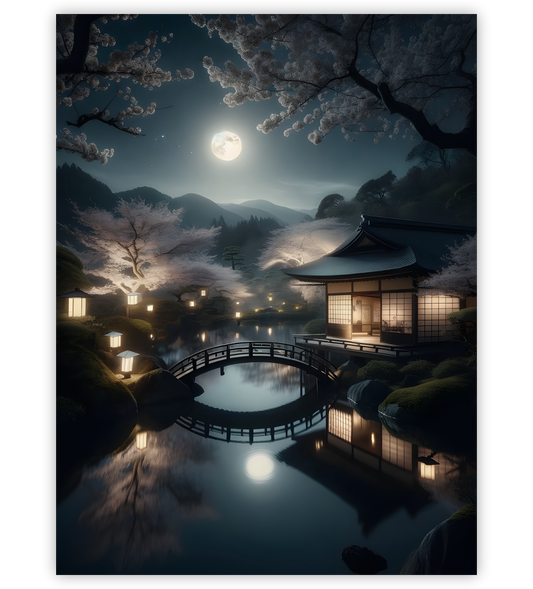 Poster, Wandbild von Japan bei Nacht