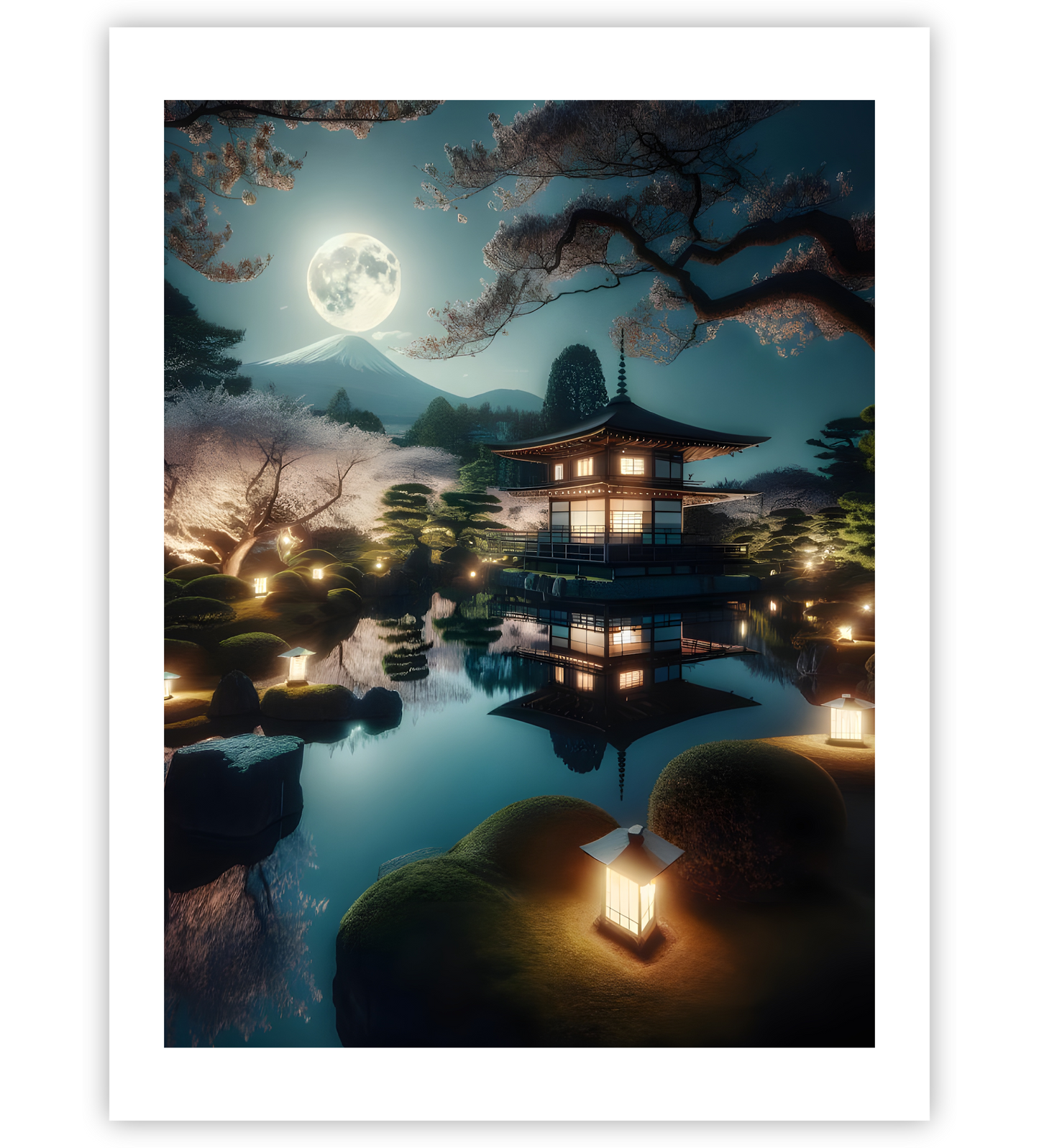 Poster, Wandbild von Japan bei Nacht