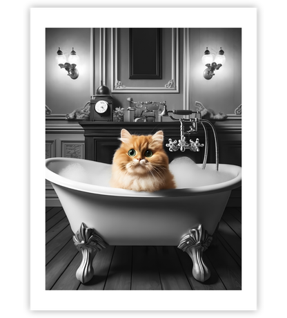 Poster, Wandbild von Katze in Badewanne