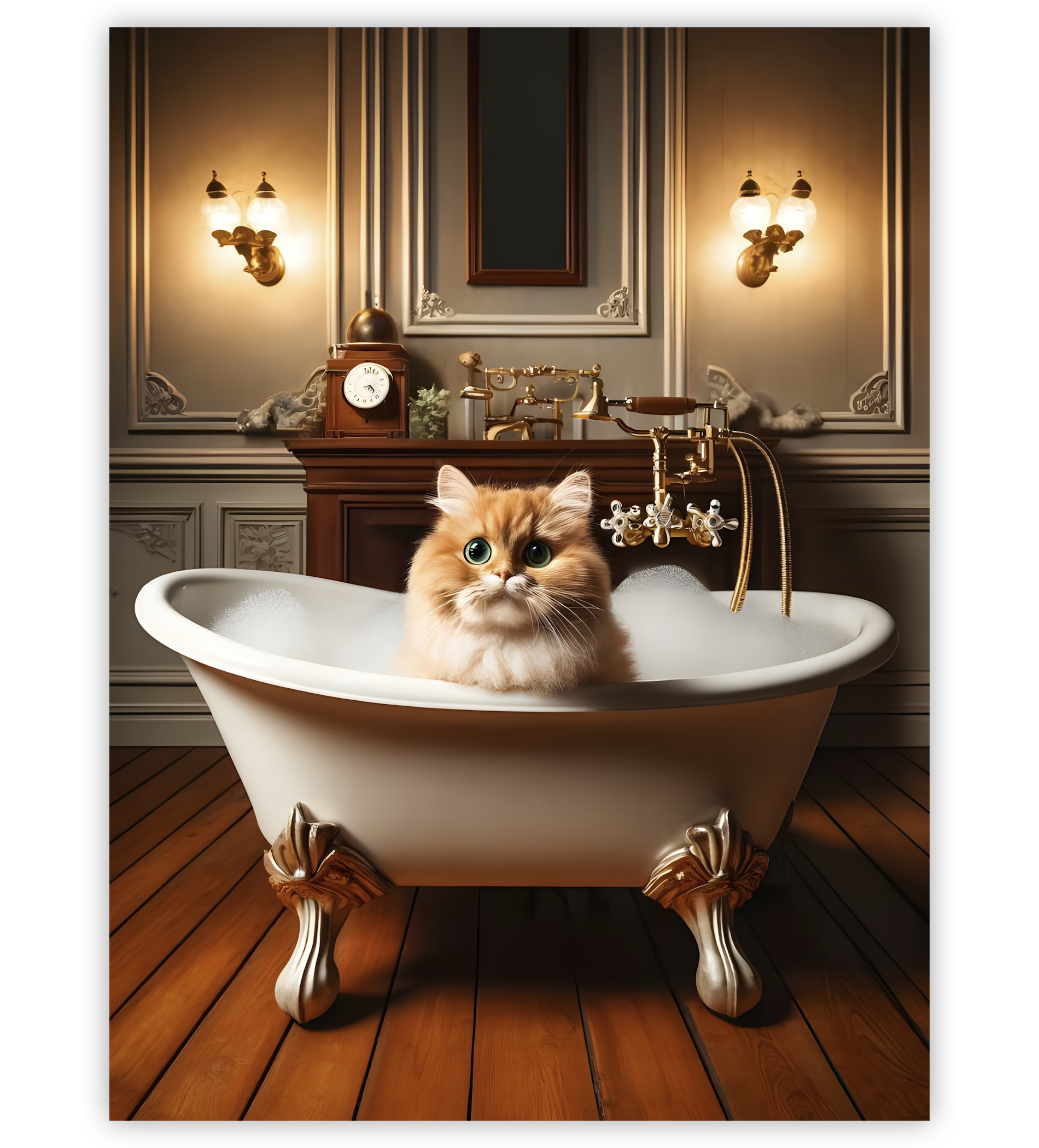 Poster, Wandbild von Katze in Badewanne