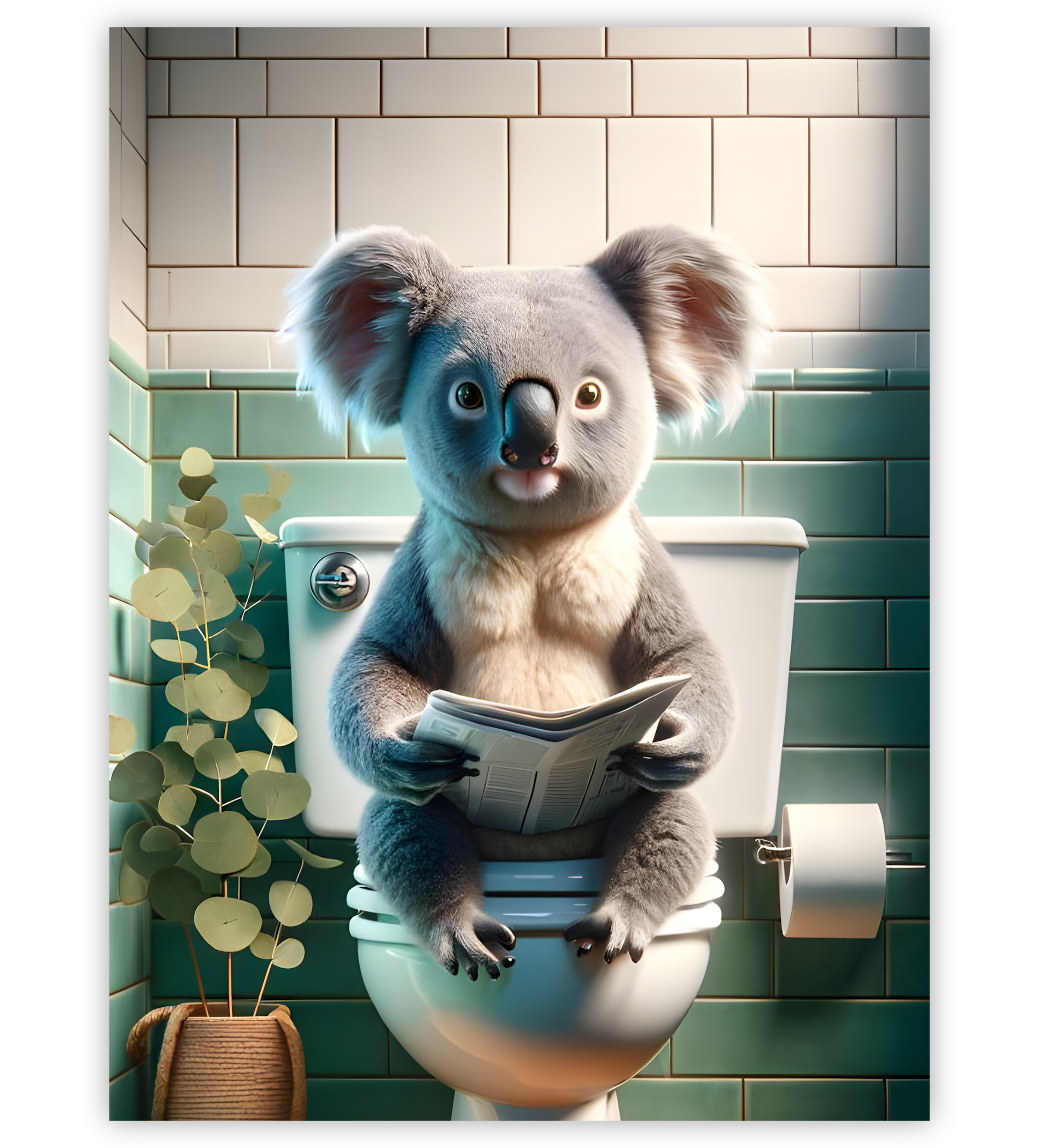 Poster, Wandbild von Koala auf Toilette