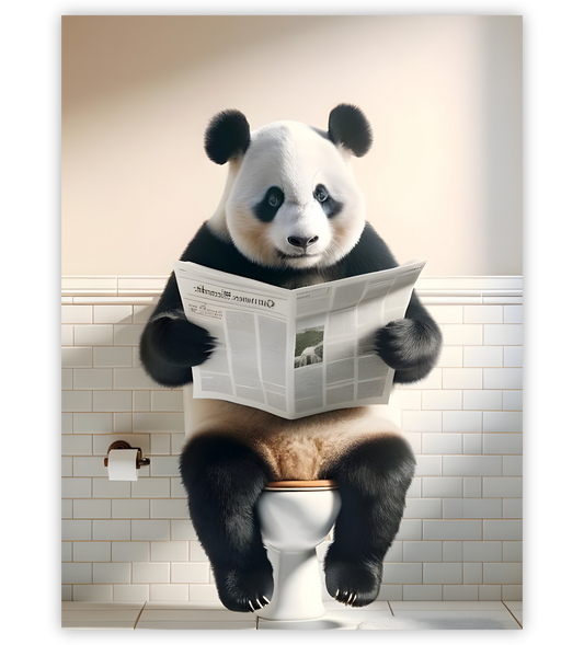 Poster, Wandbild von Panda auf Toilette