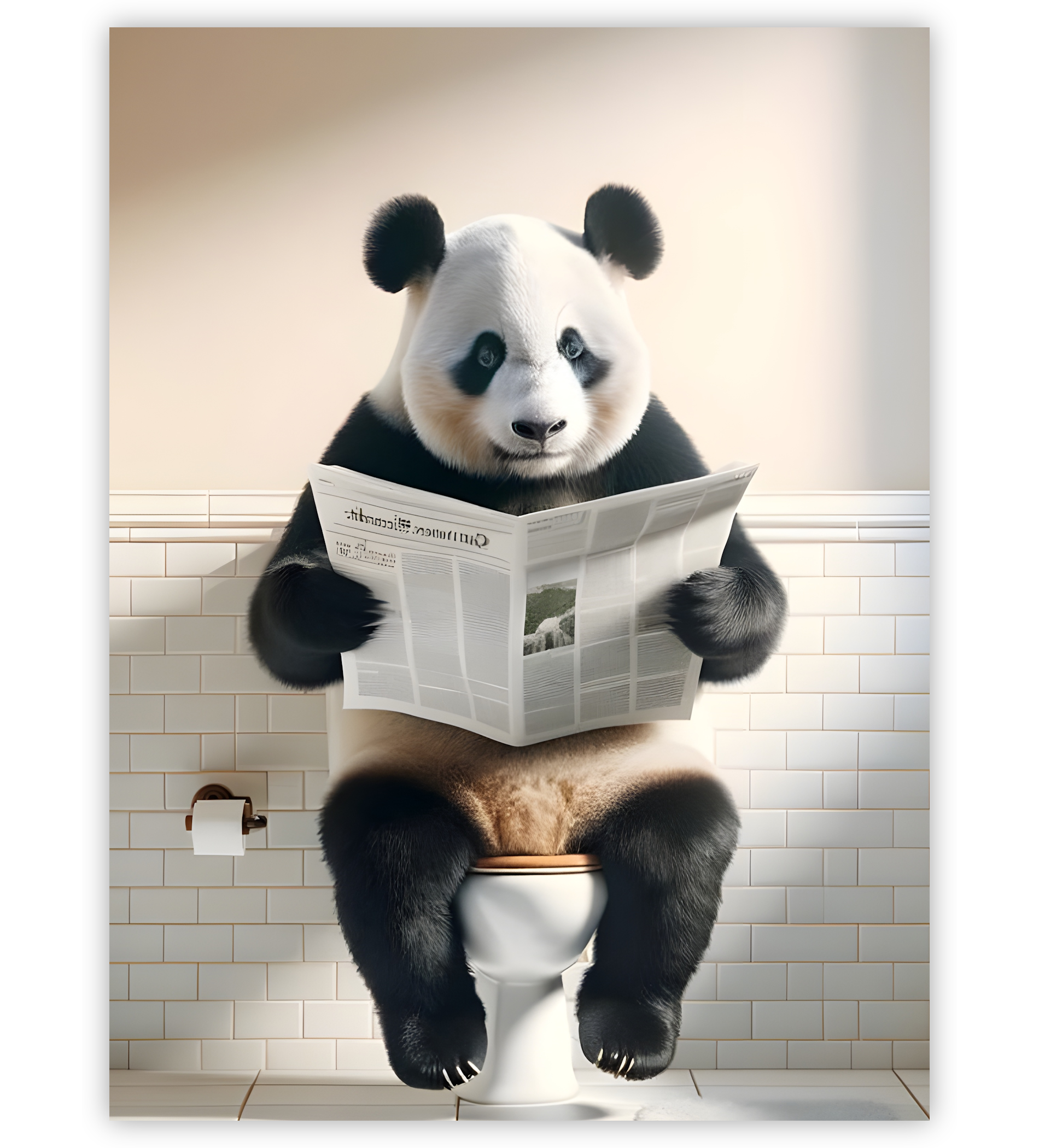 Poster, Wandbild von Panda auf Toilette