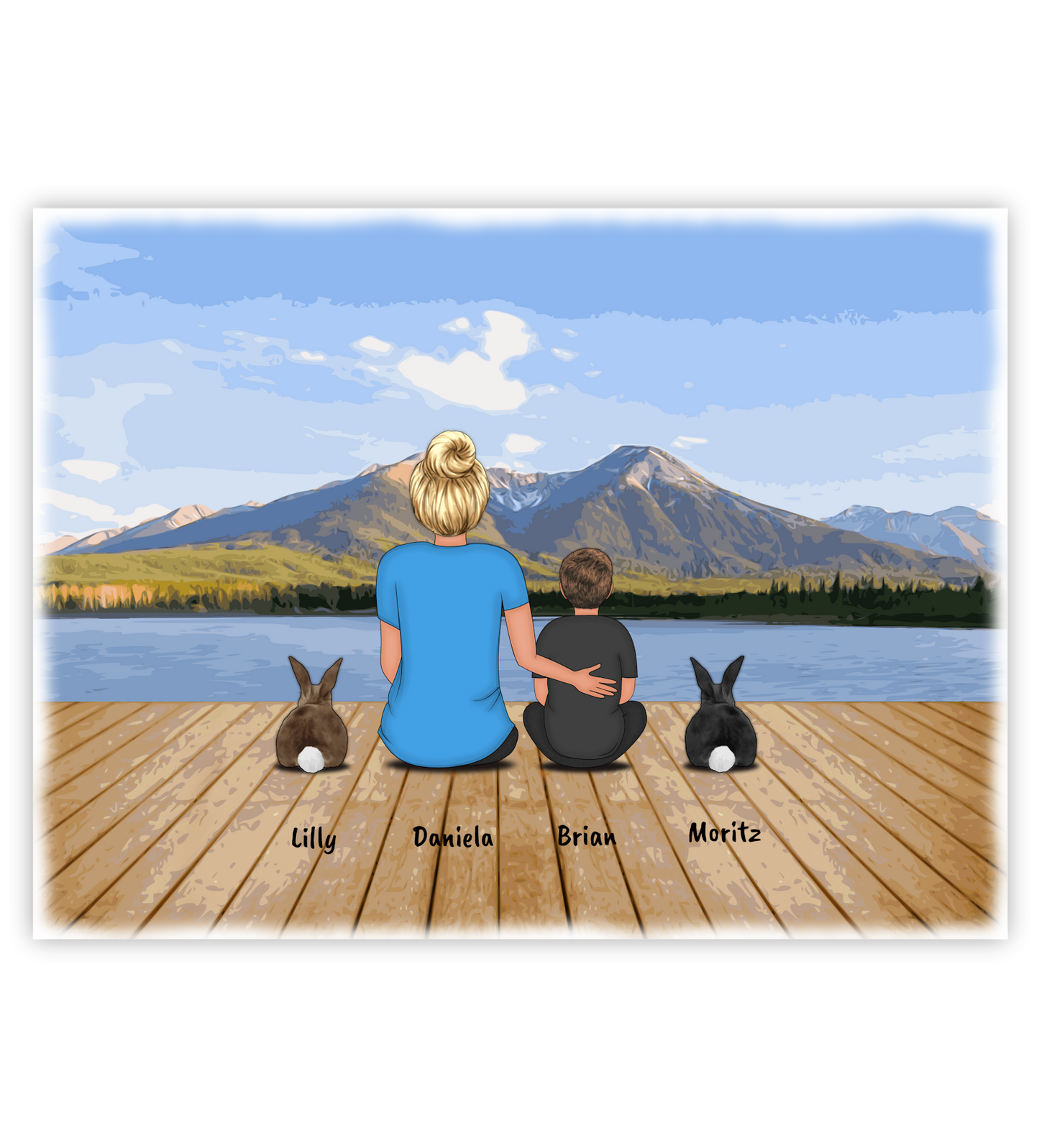 Poster, Wandbild von Personalisiertes Familie Bild - Zusammen sitzen