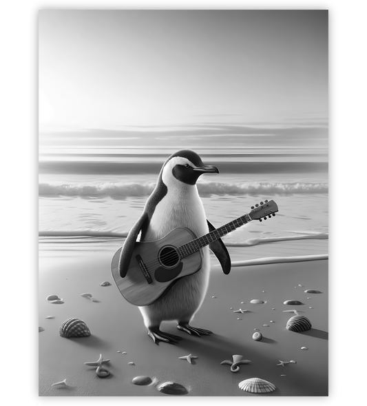 Poster, Wandbild von Pinguin spielt Gitarre
