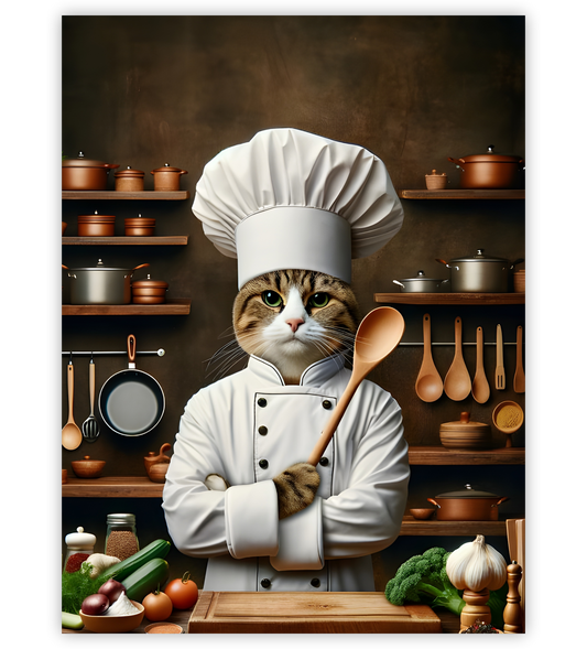 Poster, Wandbild von Katze als Koch