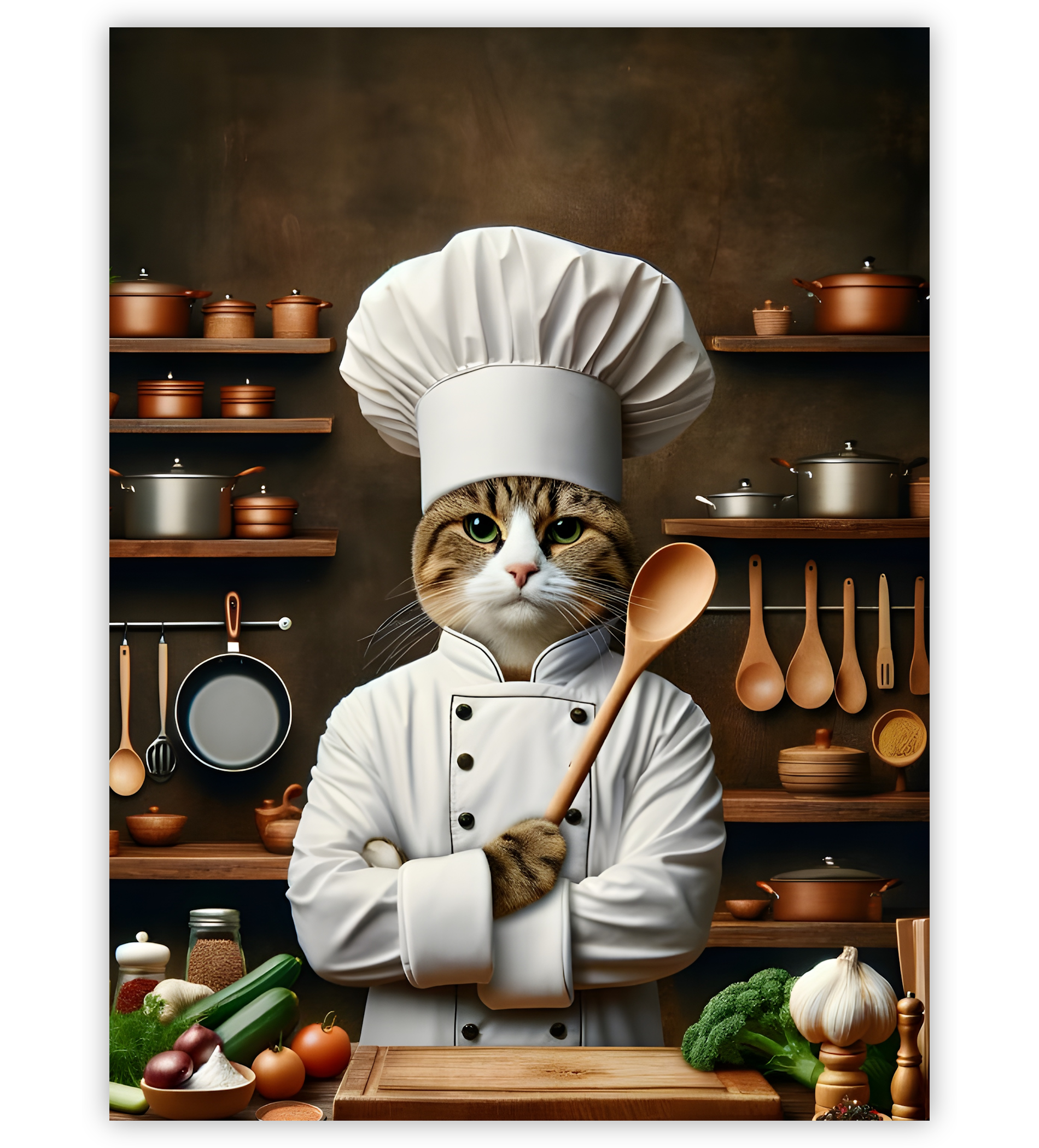Poster, Wandbild von Katze als Koch