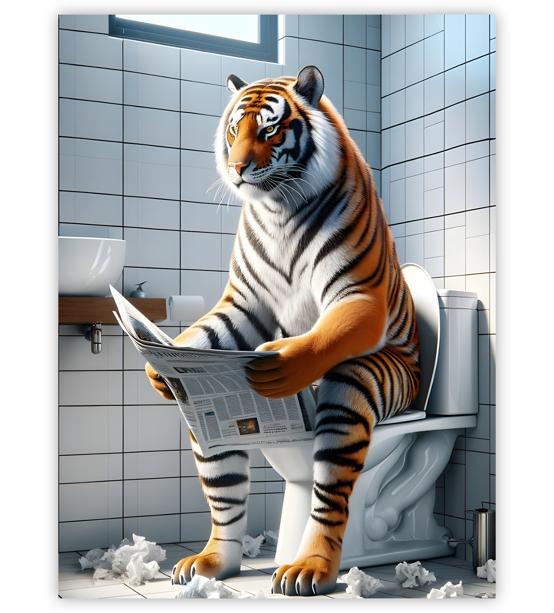 Poster, Wandbild von Tiger auf Toilette