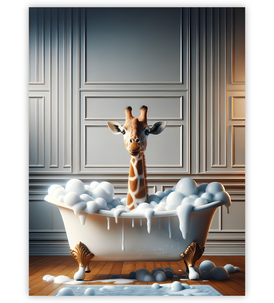 Poster, Wandbild von Giraffe in Badewanne