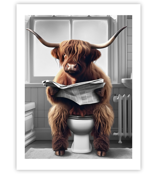 Hochland Kuh auf Toilette