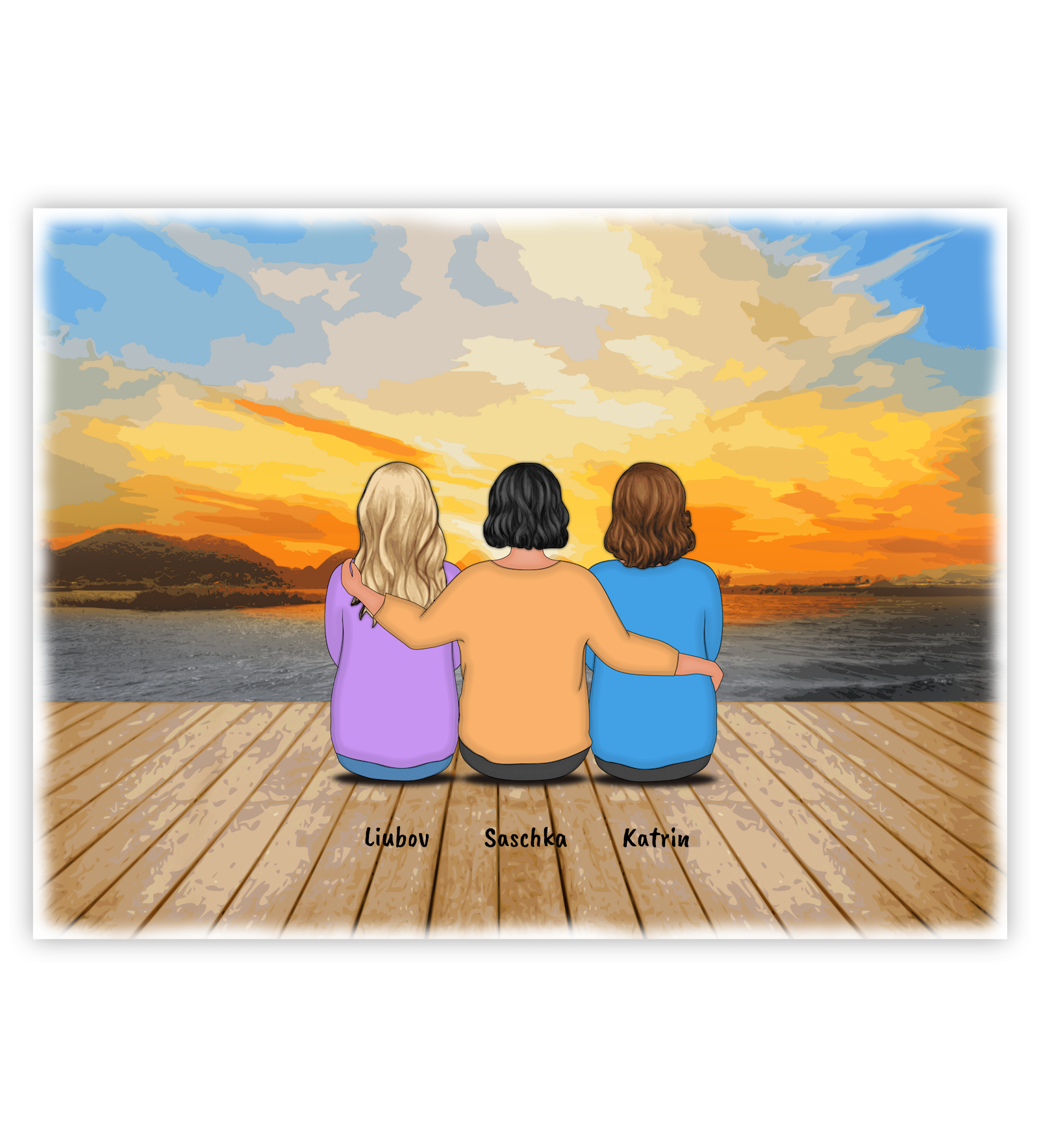 Poster, Wandbild von Personalisiertes Beste Freunde Bild - Zusammen sitzen