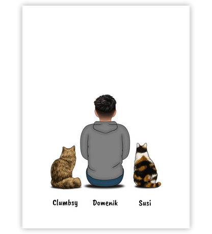 Poster, Wandbild von Personalisiertes Haustier Bild - Zusammen sitzen