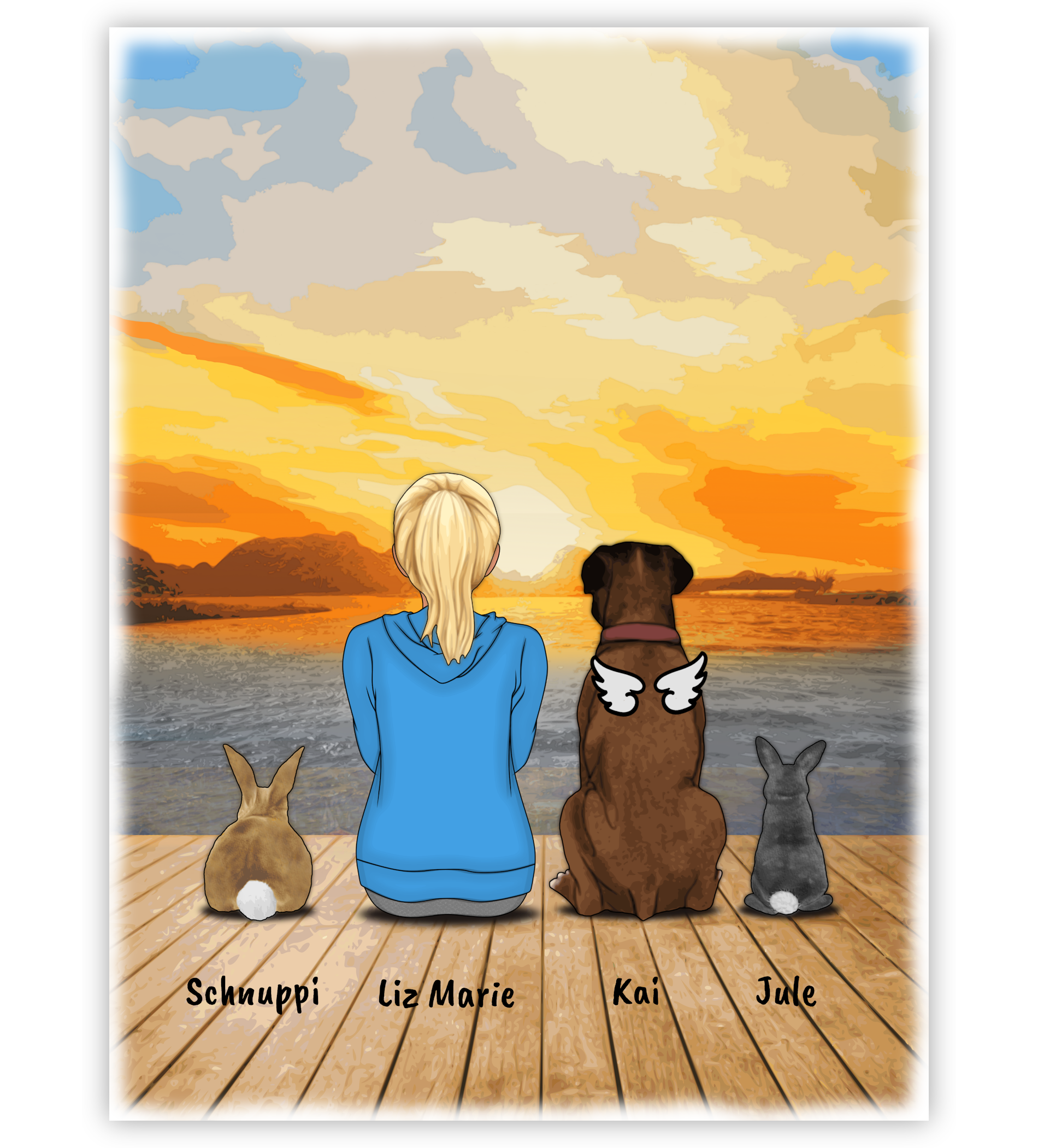 Poster, Wandbild von Personalisiertes Haustier Bild - Zusammen sitzen