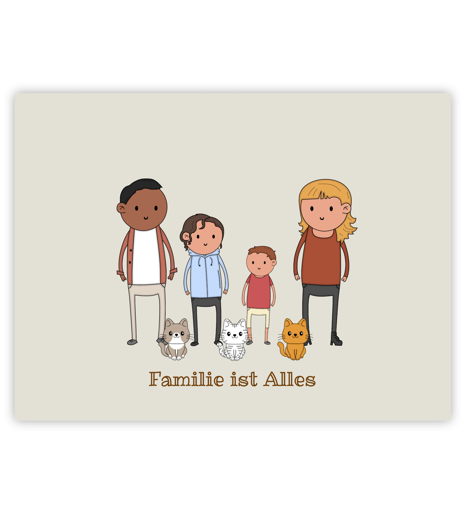 Poster, Wandbild von Personalisiertes Familie Bild - Cartoon