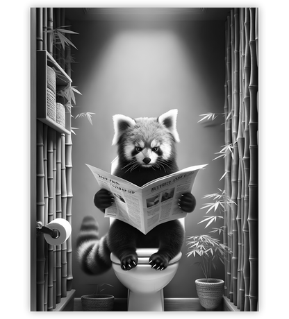 Poster, Wandbild von Roter Panda auf Toilette