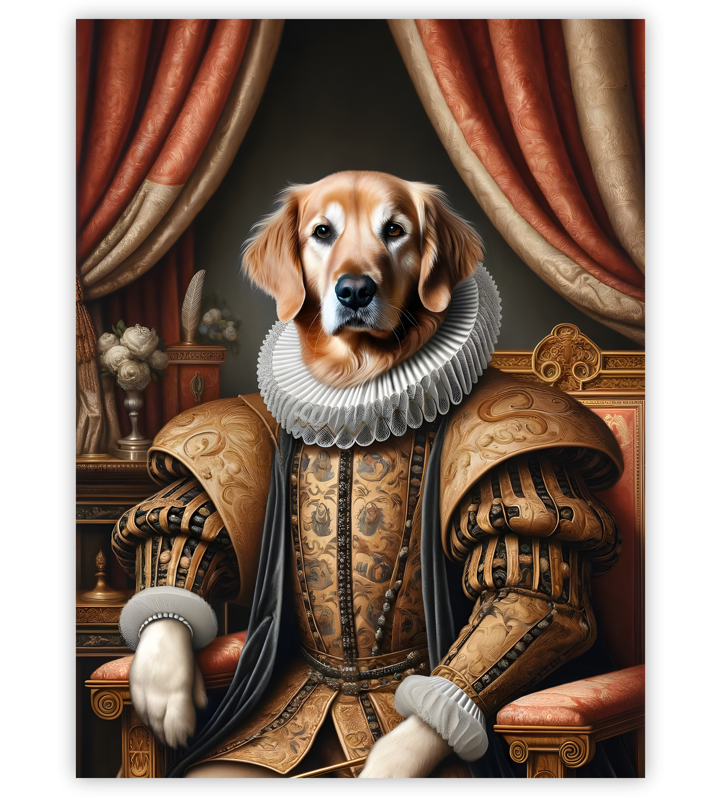 Poster, Wandbild von Golden Retriever als Aristokrat