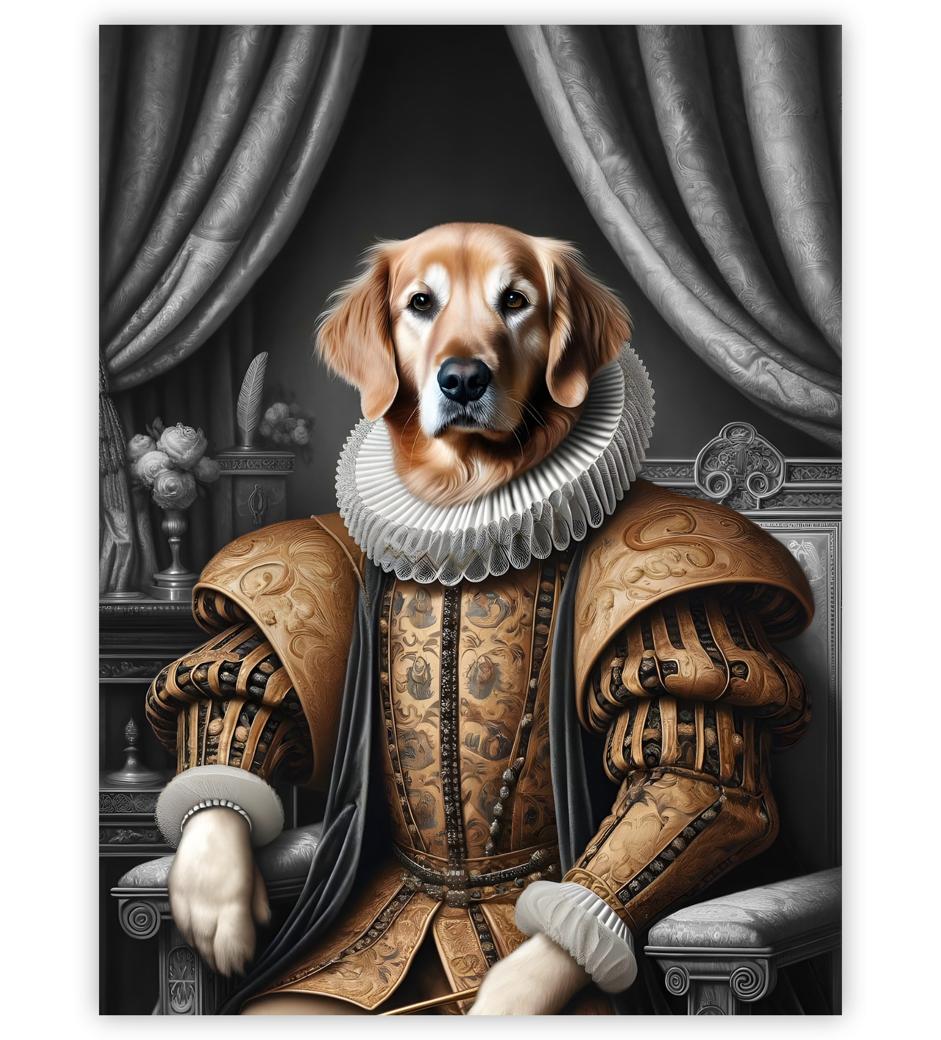 Poster, Wandbild von Golden Retriever als Aristokrat