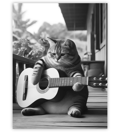 Poster, Wandbild von Katze spielt Gitarre