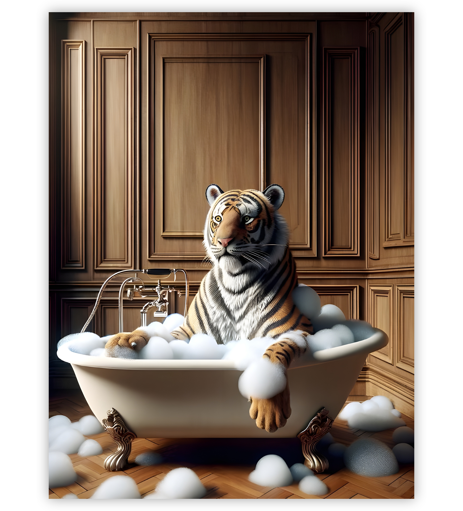 Poster, Wandbild von Tiger in Badewanne