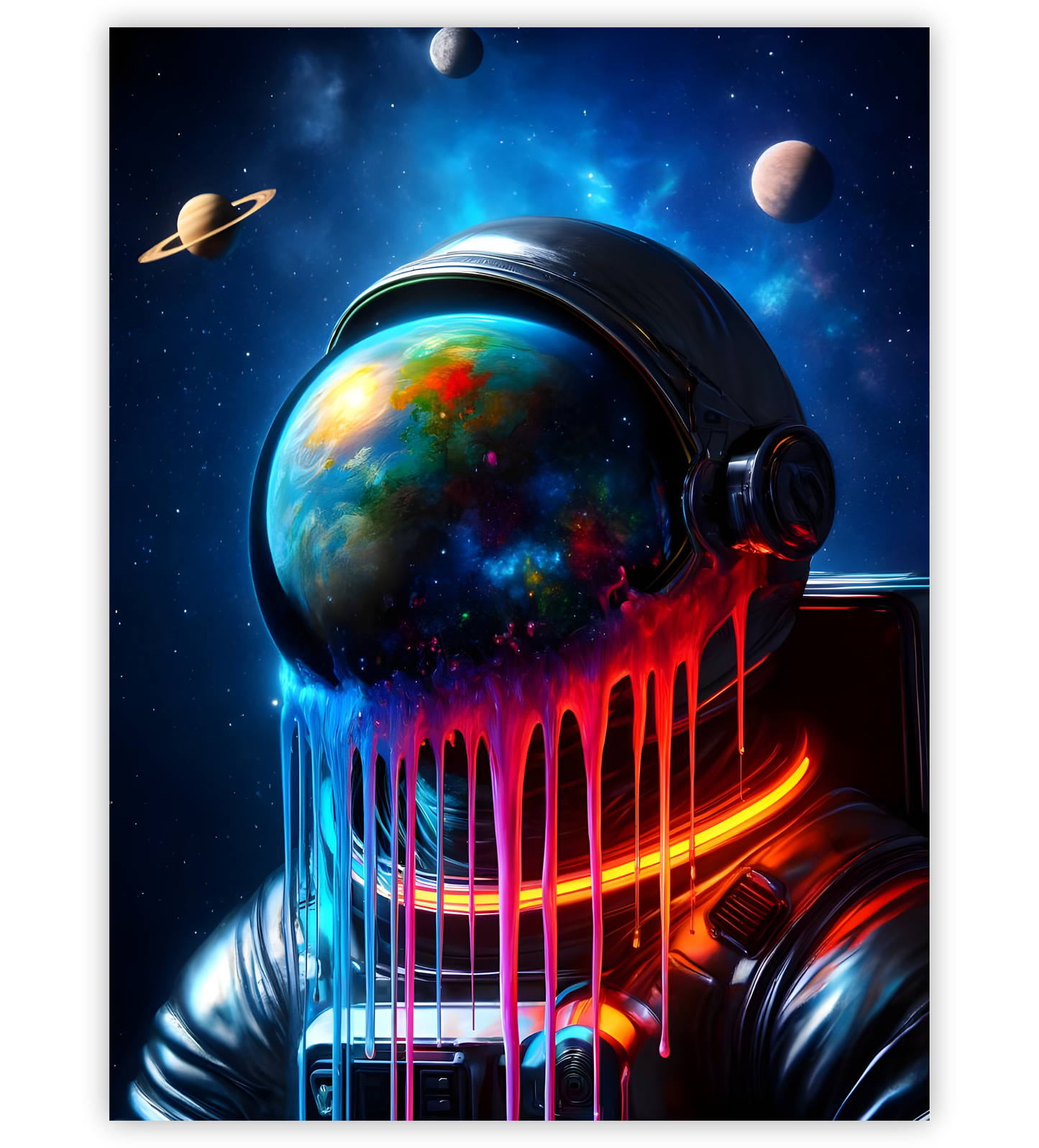 Poster, Wandbild von Astronaut läuft Farbe aus dem Gesicht