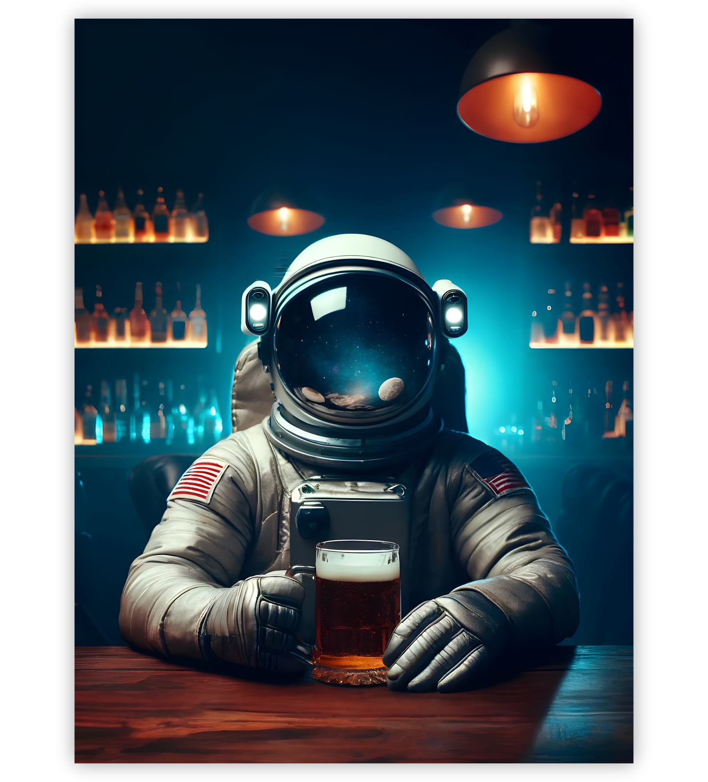 Poster, Wandbild von Astronaut in Bar