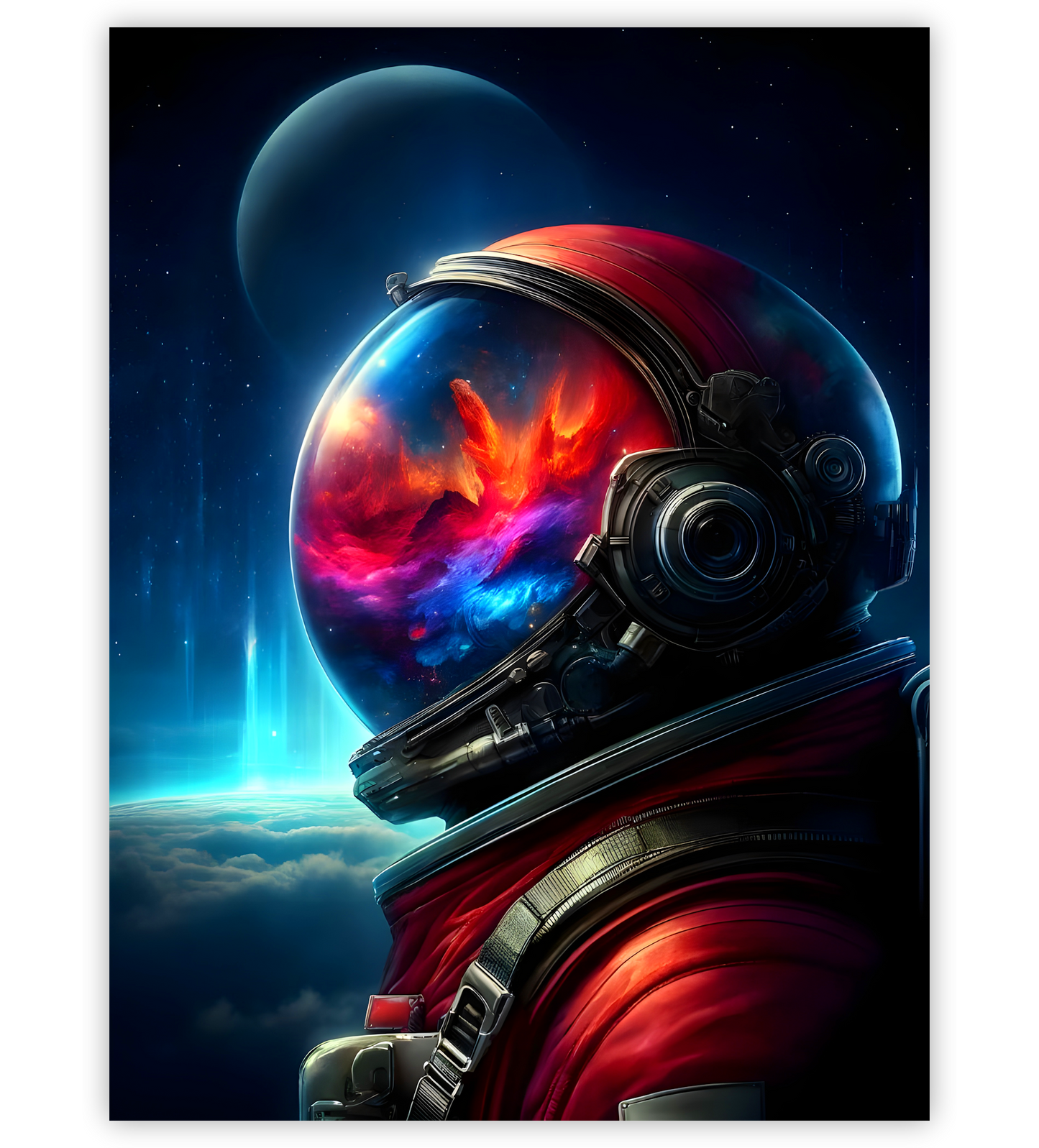 Poster, Wandbild von Astronaut mit Farbe im Helm