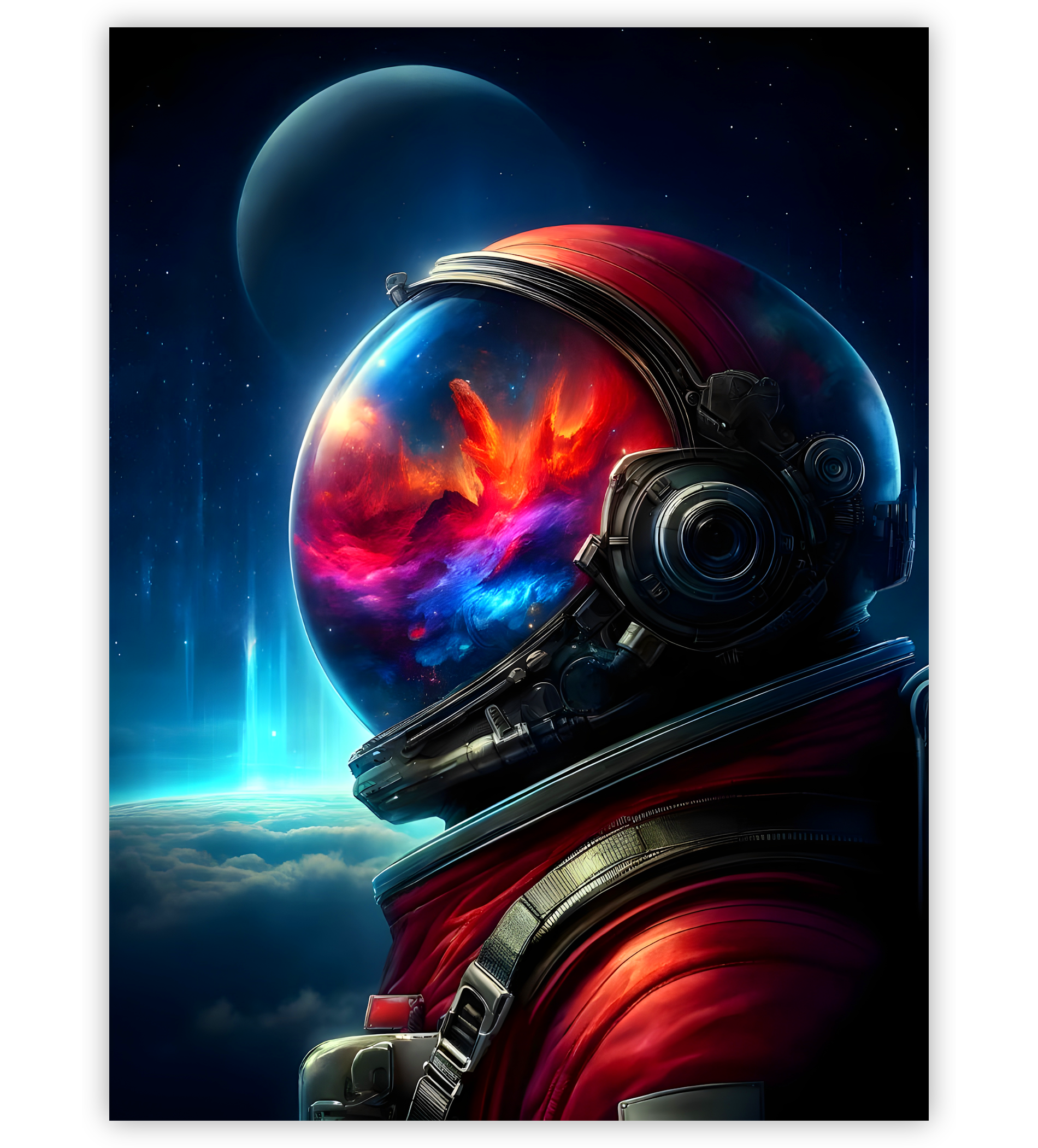 Poster, Wandbild von Astronaut mit Farbe im Helm